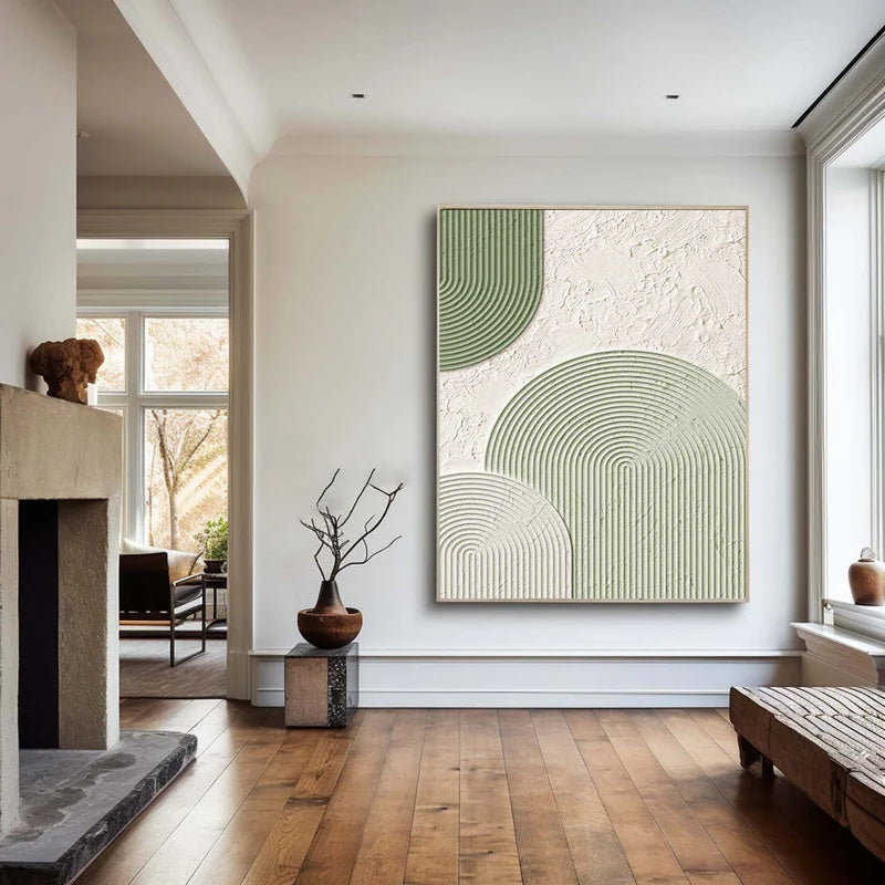 Minimalist Geometric Textured Wall Art for Modern Interiors – Gentle Arc#AB14116