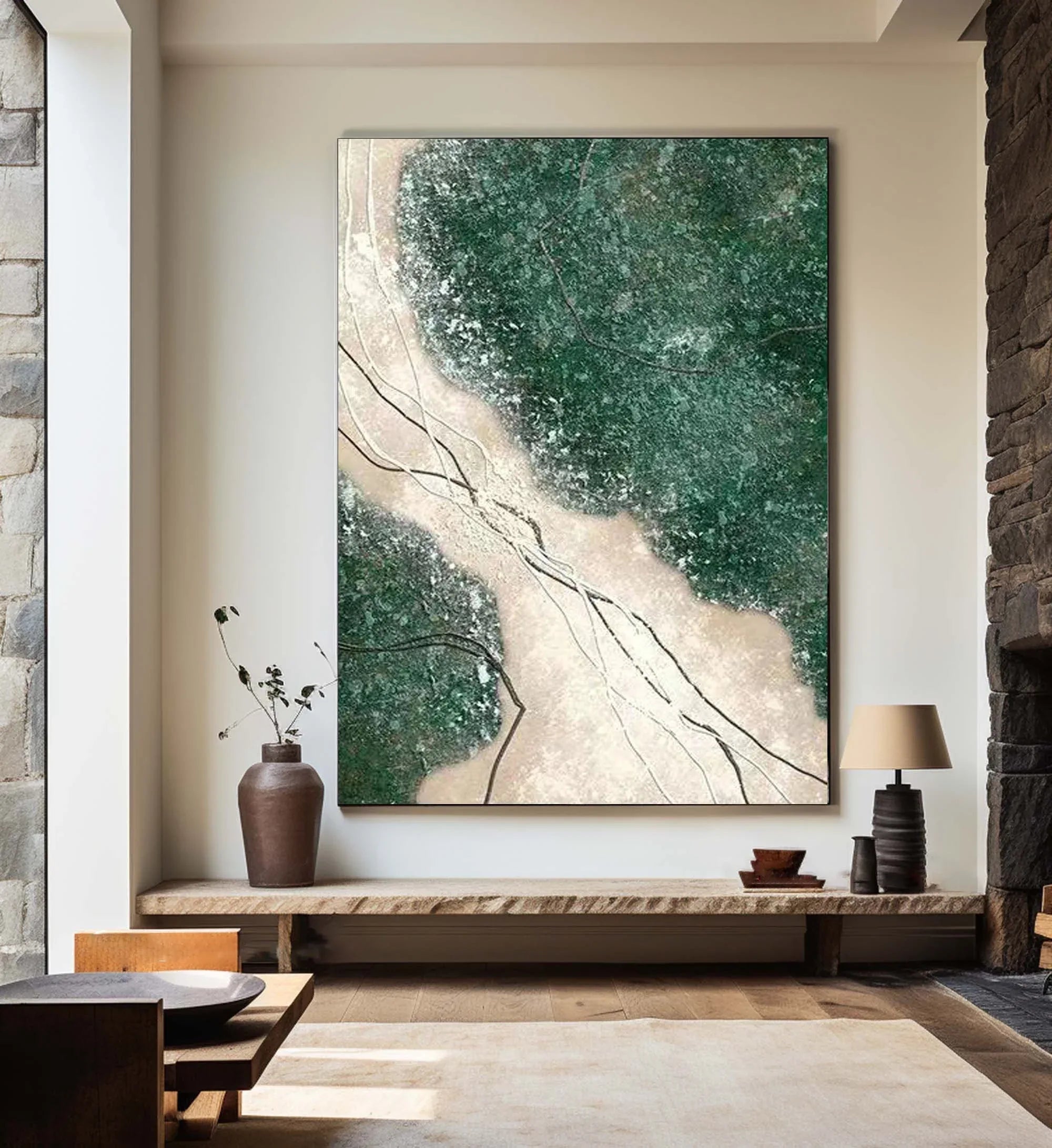 Verdant Veins -Modern Abstract Landscape Texture Wall Art - artextured