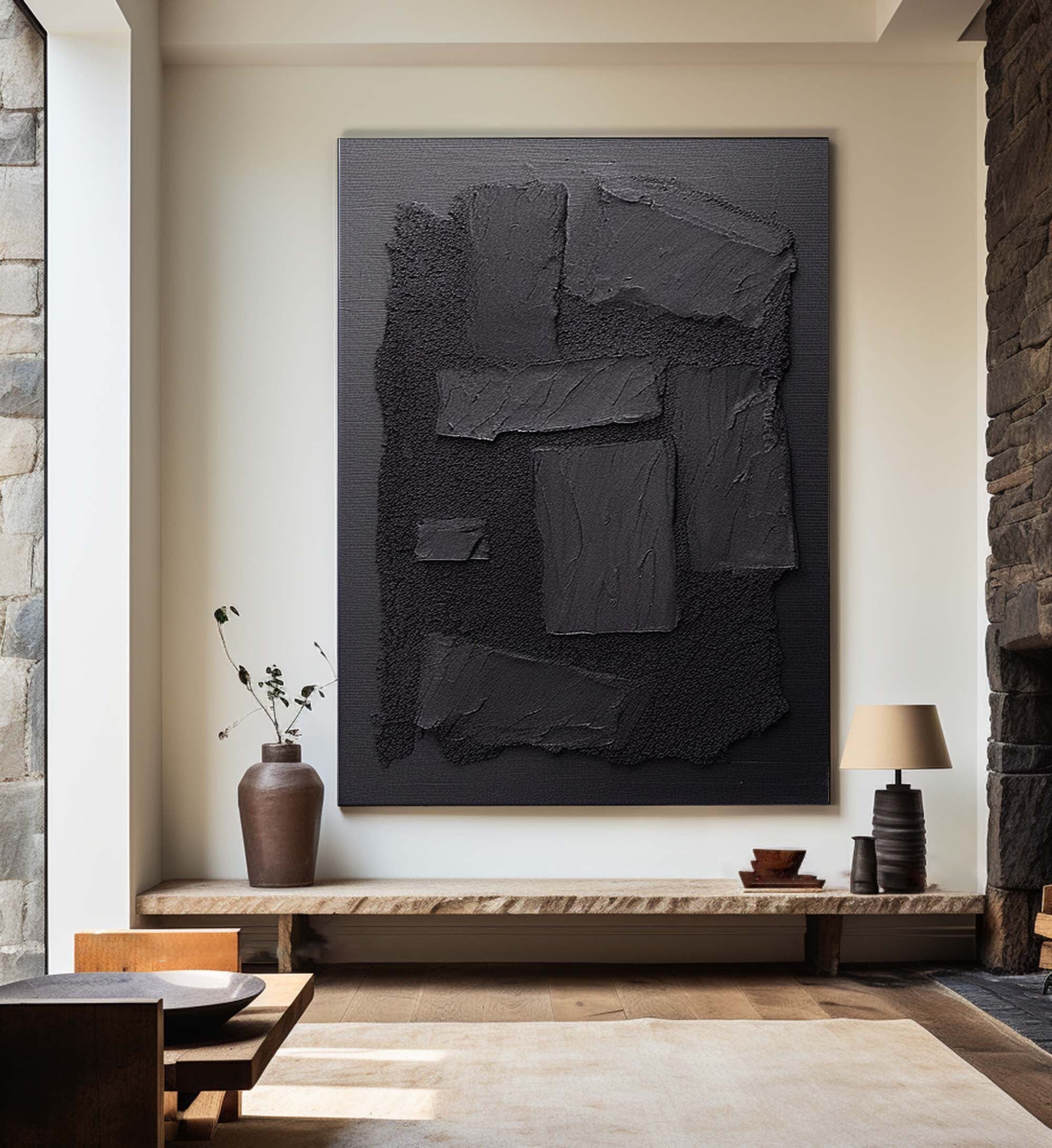 Shadow Layers: Textured Abstract Canvas Art