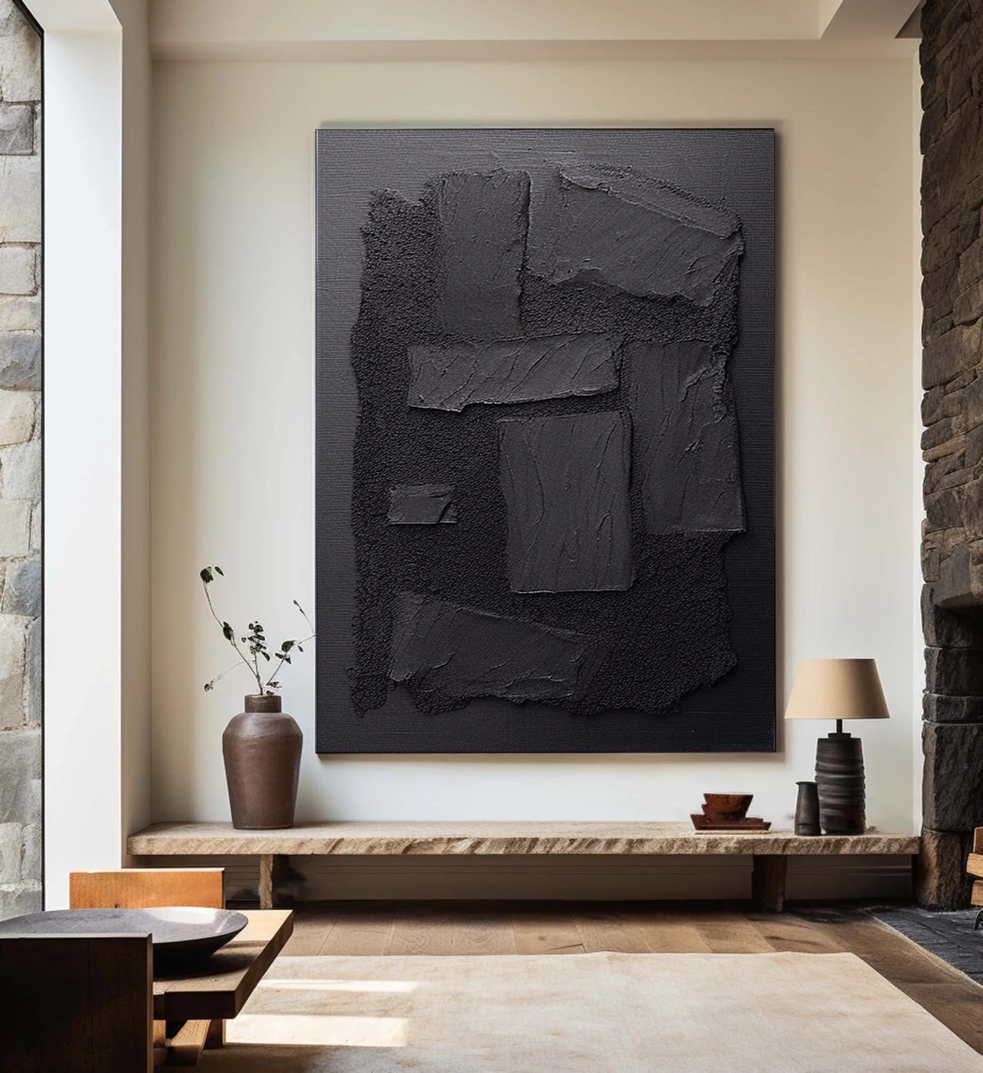 Shadow Layers-Minimalist Hand Drawn Thick Coated Abstract Texture Wall Art - artextured
