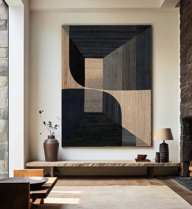 Geometric Tranquility-Geometric Space Abstract Wall Art with Extremely Simple Style - artextured