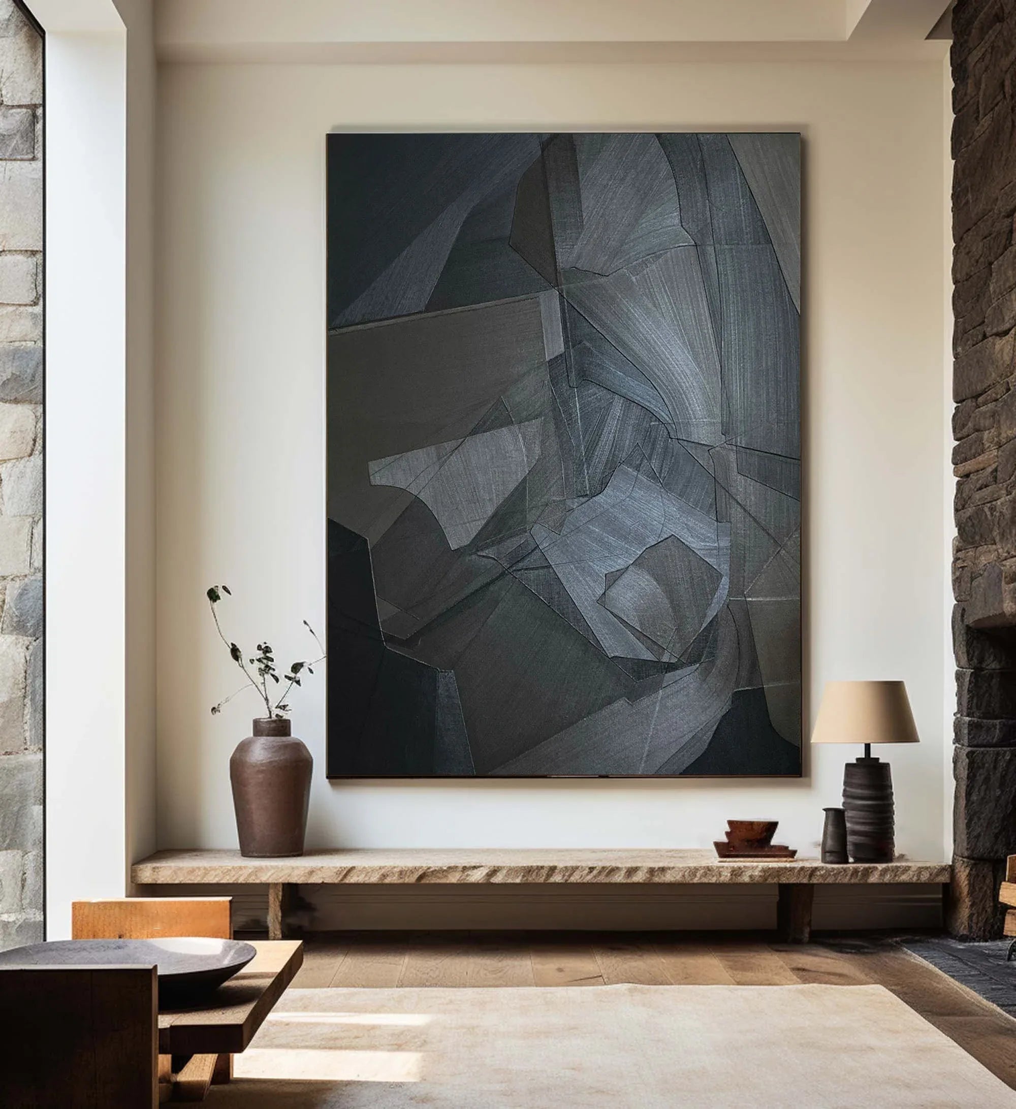 Shadow Geometry-Dark Geometric Abstract Wall Art - artextured