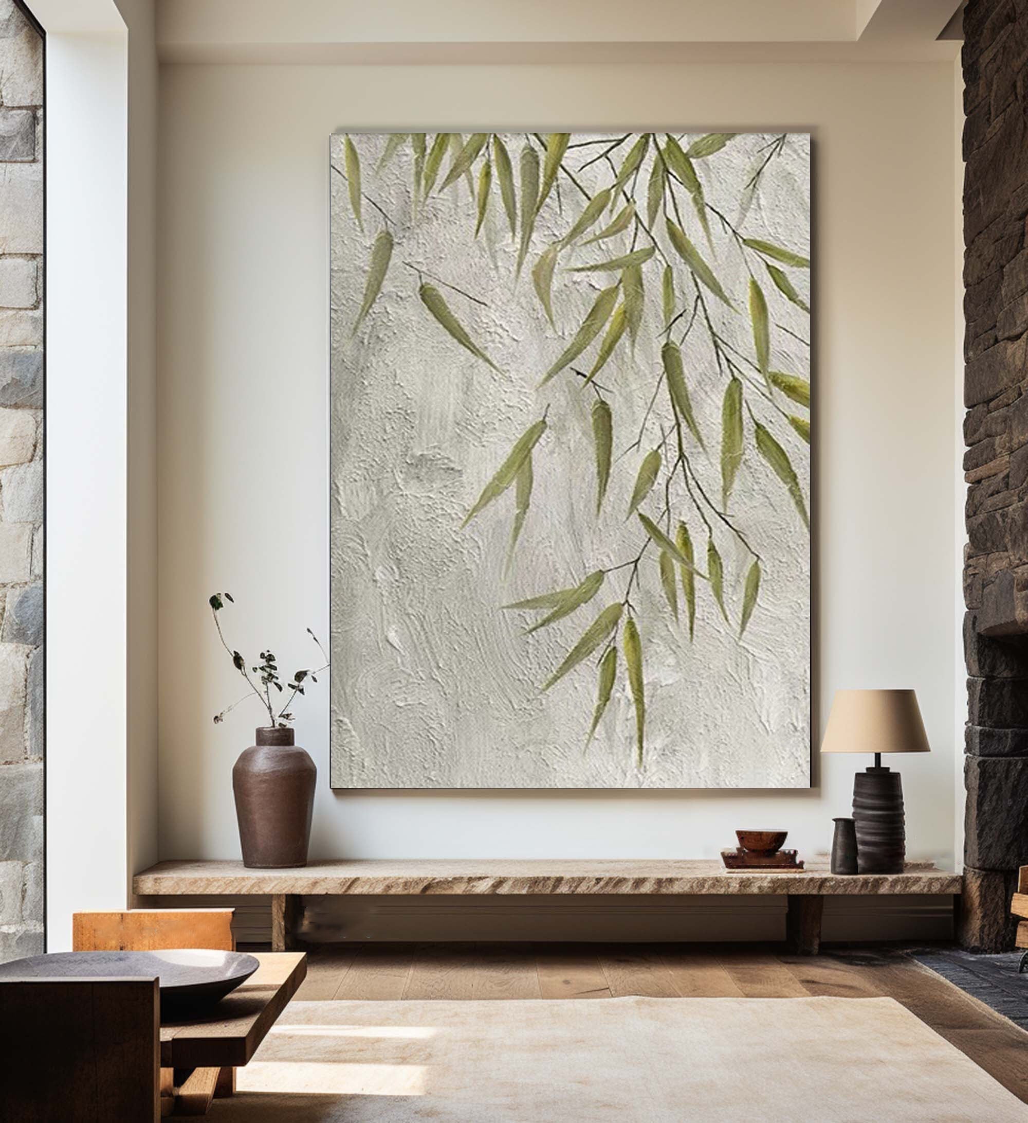 Willow Grace: Textured Botanical Wall Art