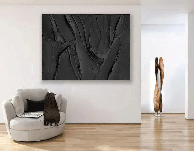 Velvet Shadows-Abstract Black Vein Texture Wall Art - artextured