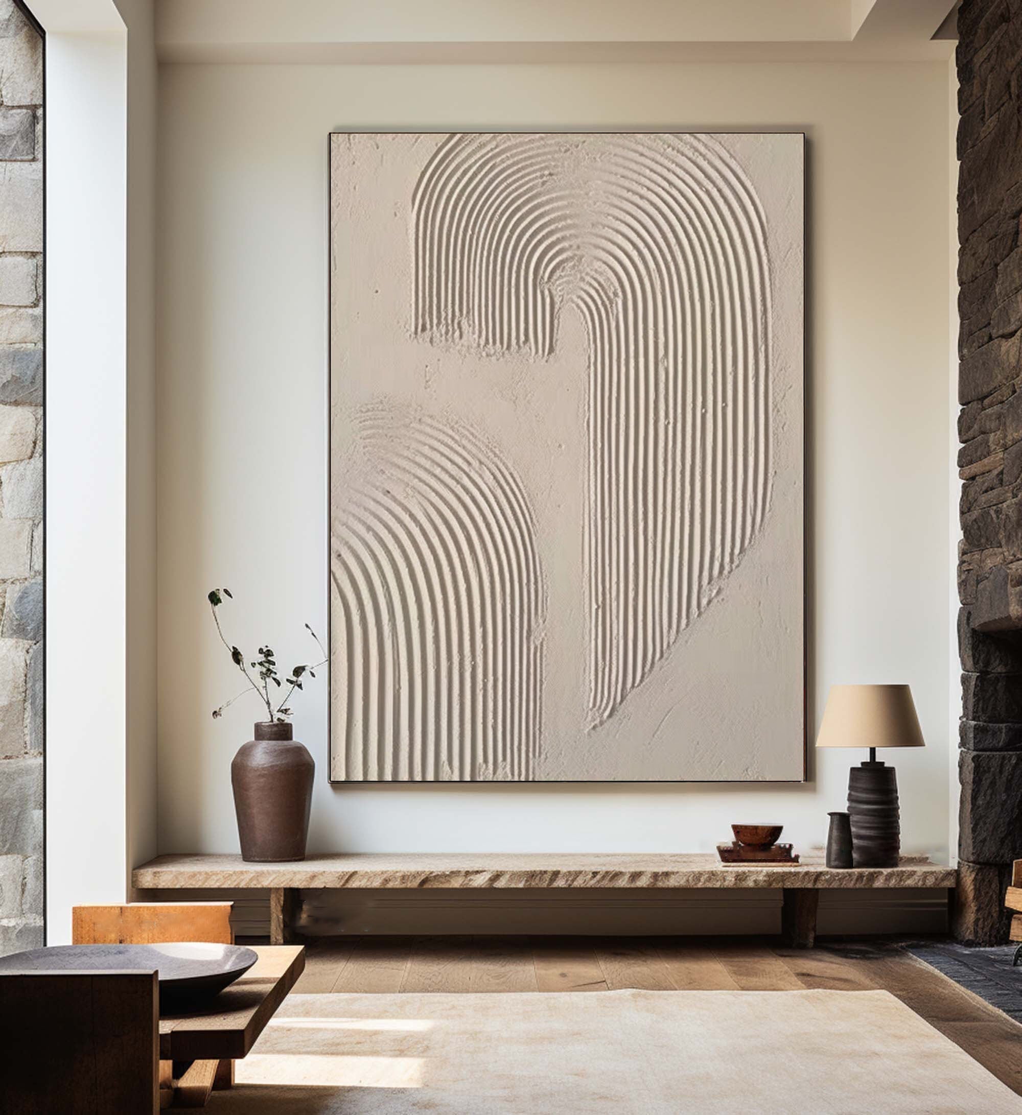 Abstract Arc Texture-Minimalist Textured Wall Art with Flowing Arches