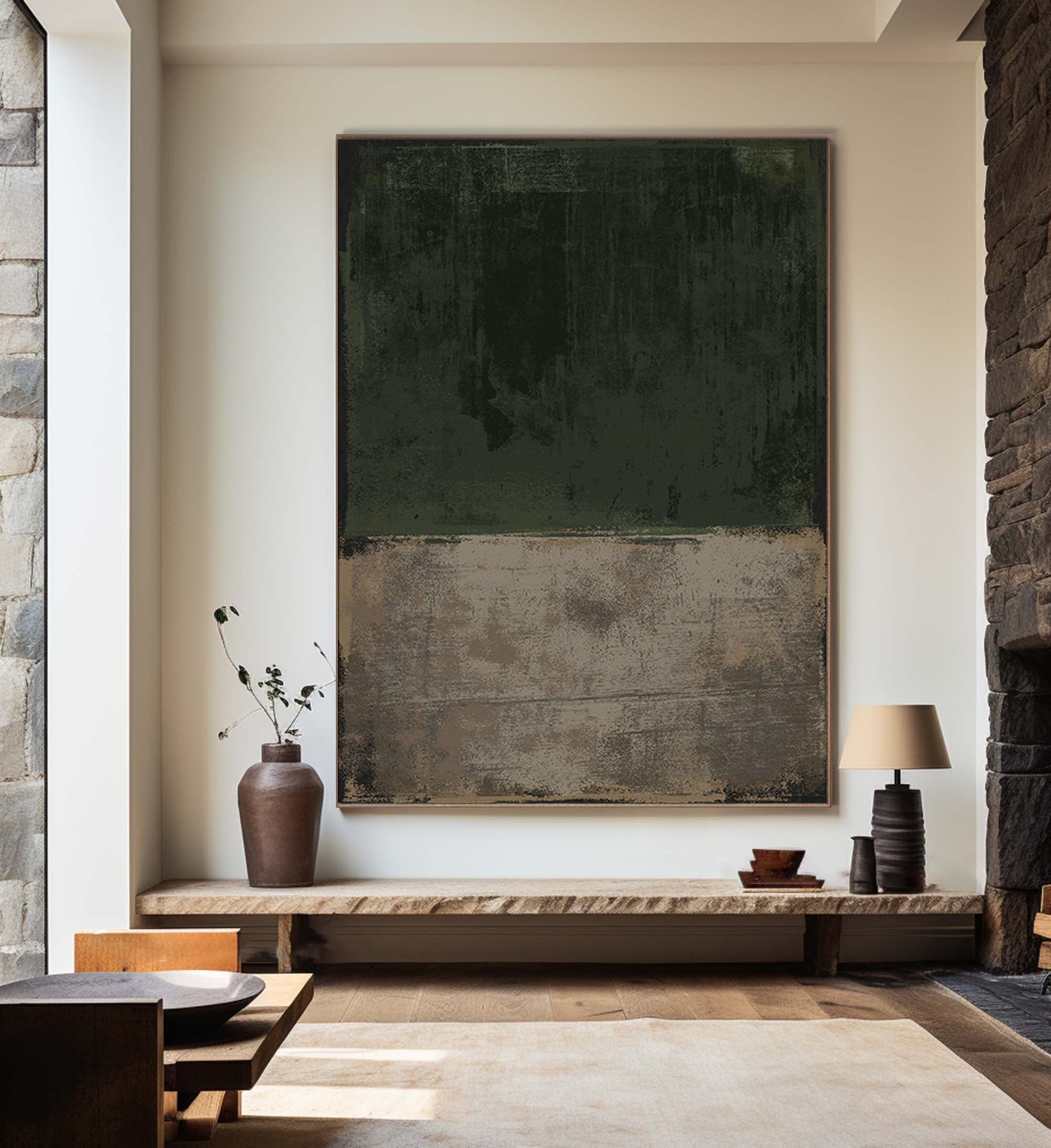 Echoes of Earth: Textured Abstract Minimalist Canvas