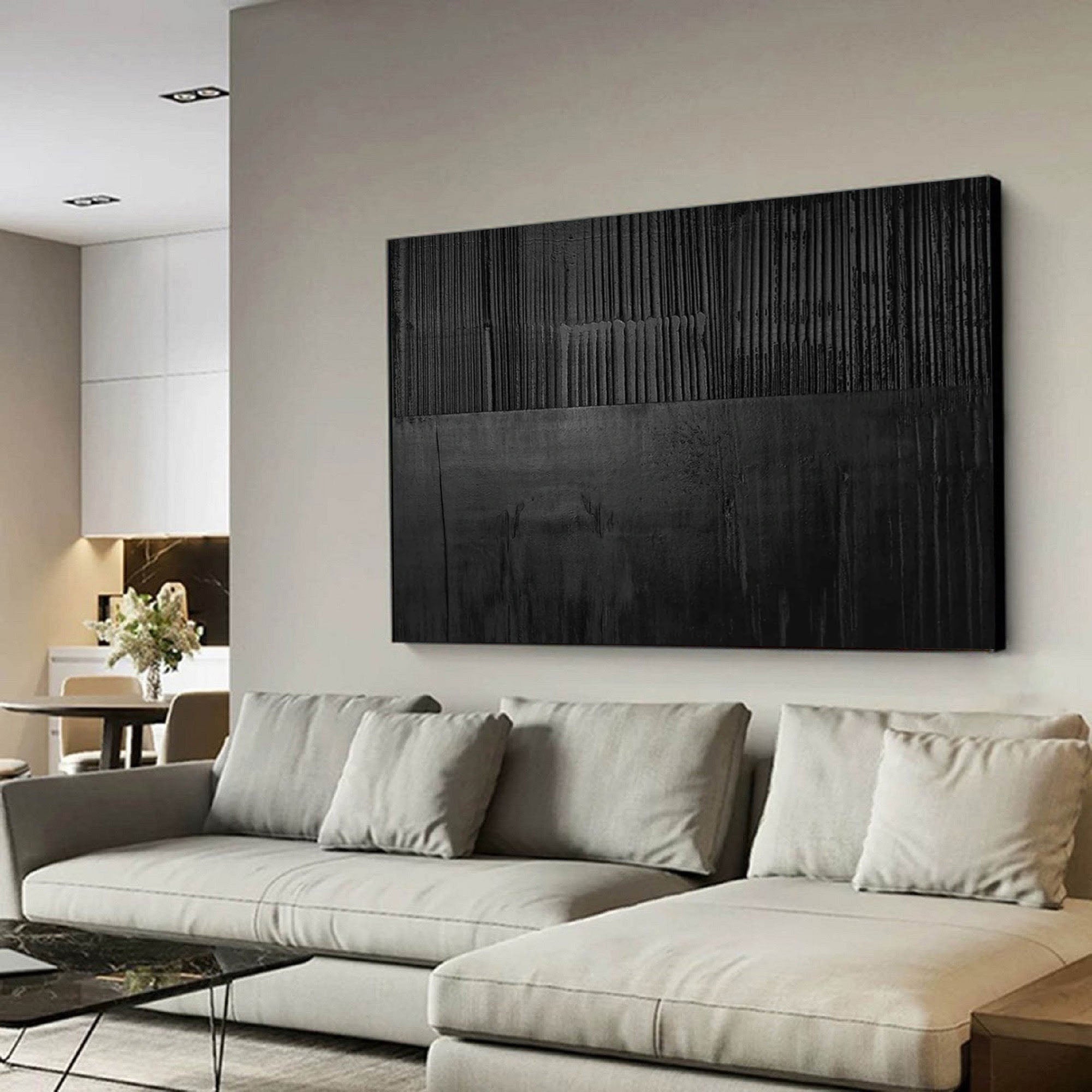 Black Layer Story-Large Black Minimalist Abstract Wall Art