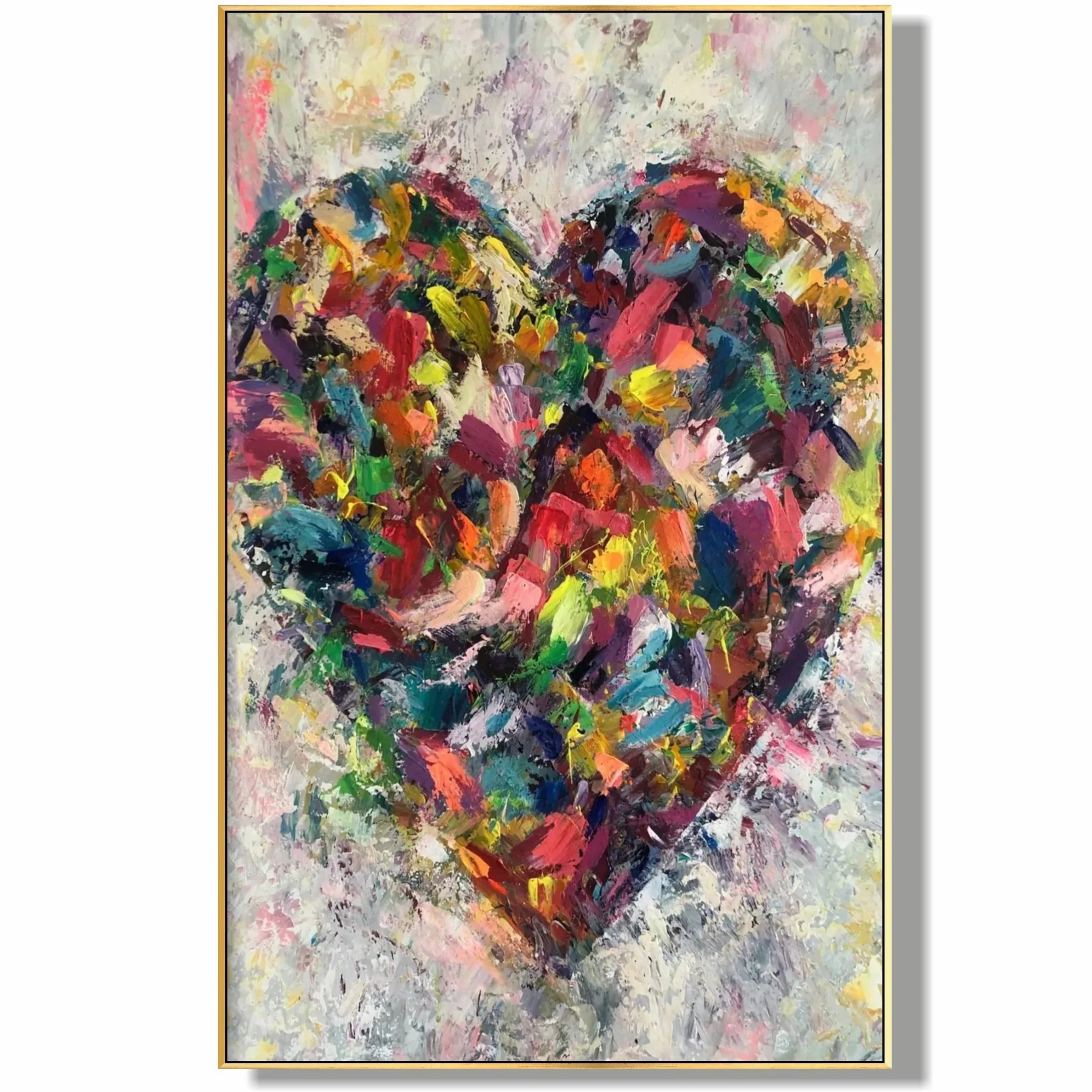 Heart of Abstraction-Vertical Hand-Painted Color Weaving Love Heart Abstract Wall Art - artextured