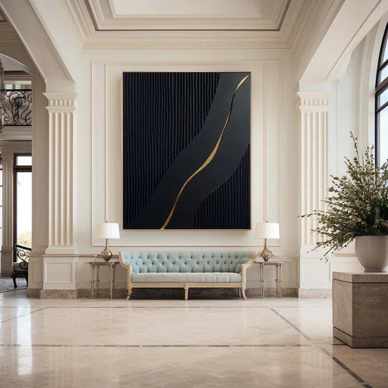 Golden Flow-Modern Minimalist 3D Golden Streamlined Texture Wall Art - artextured