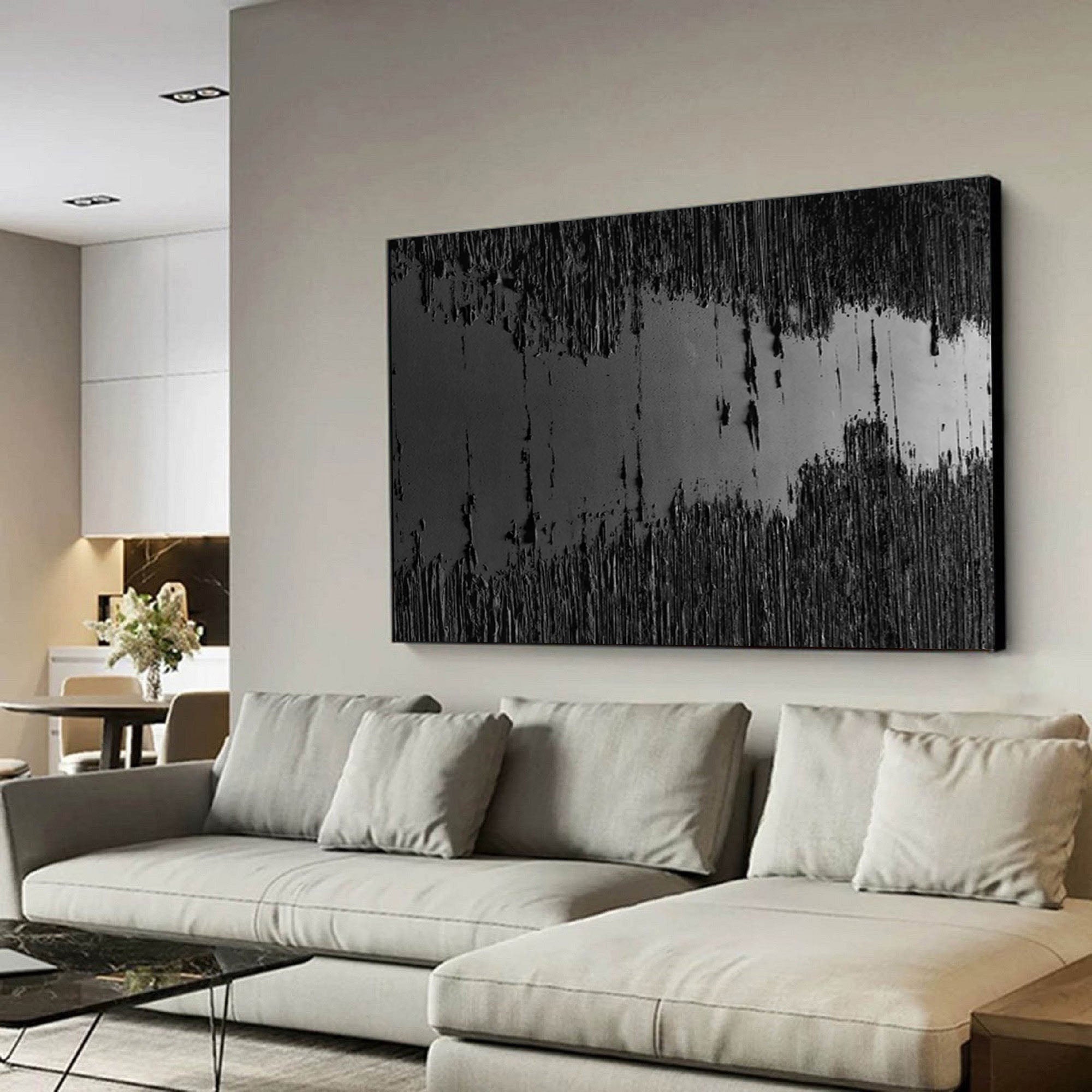Midnight Echo: Textured Abstract Canvas Art