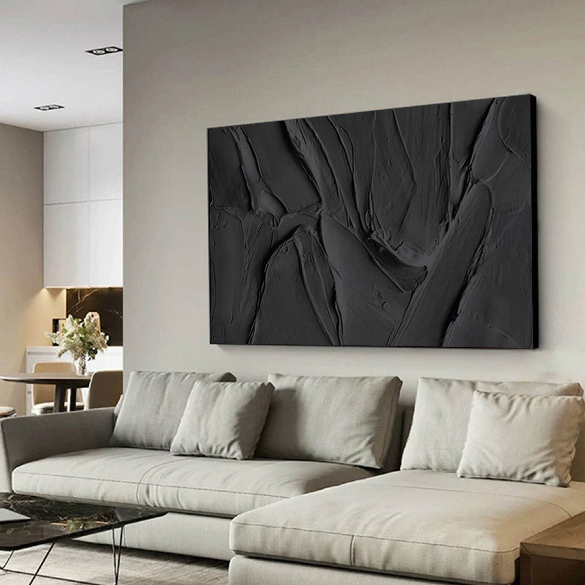 Velvet Shadows: Abstract Textured Canvas Art