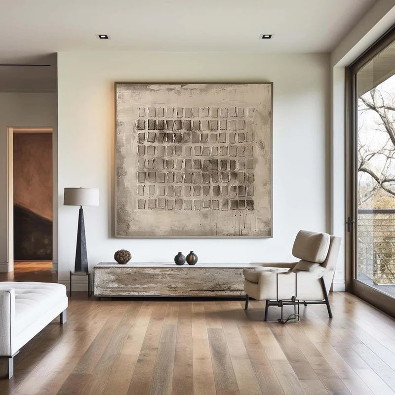 Minimalist Textured Abstract Wall Art for Modern Interiors – Quiet Order#AB14118