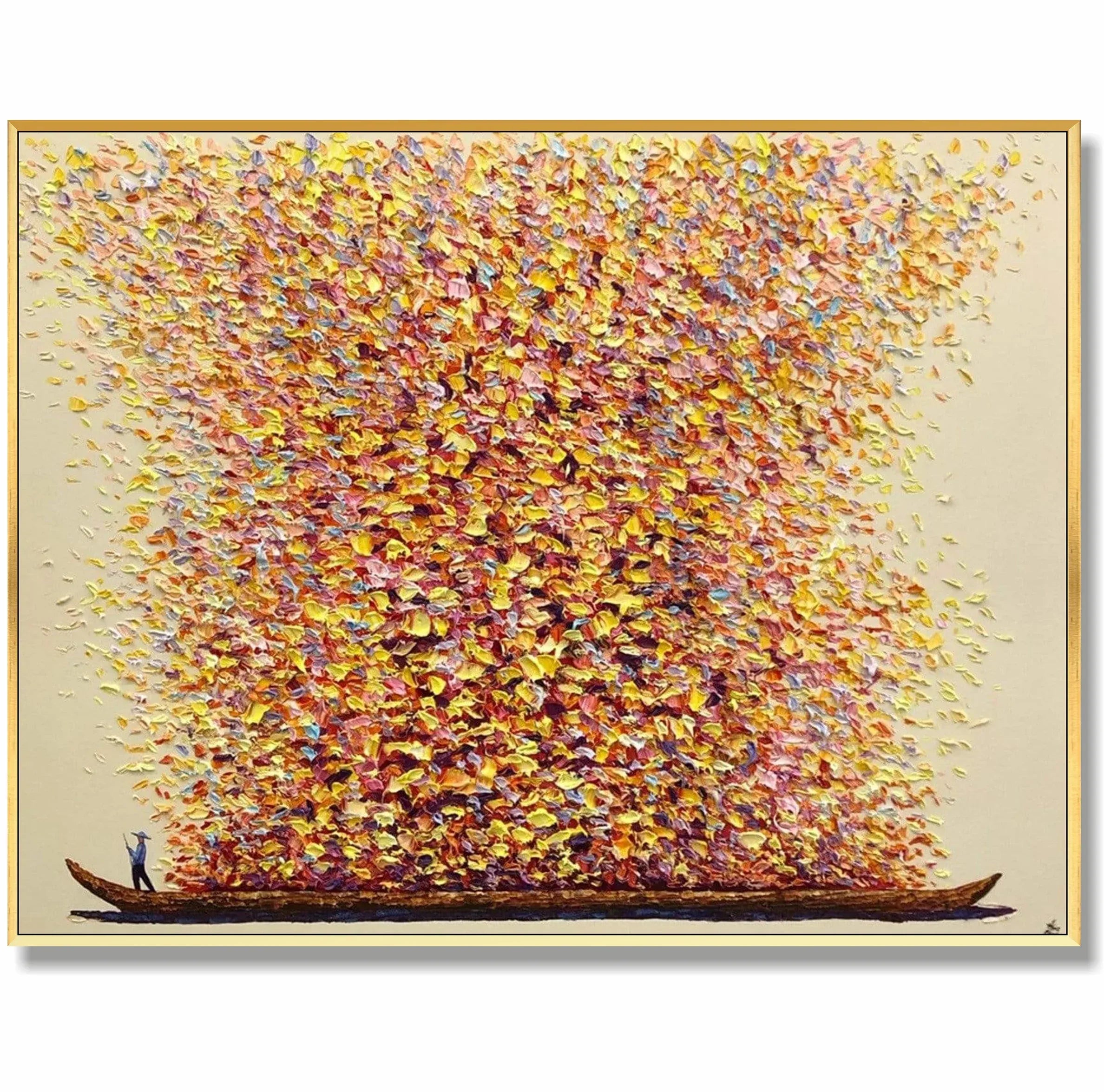 Whispers of the Deep Abstract Art-Hand-Painted Abstract Particle Dream Boat Oil Painting Wall Art - artextured