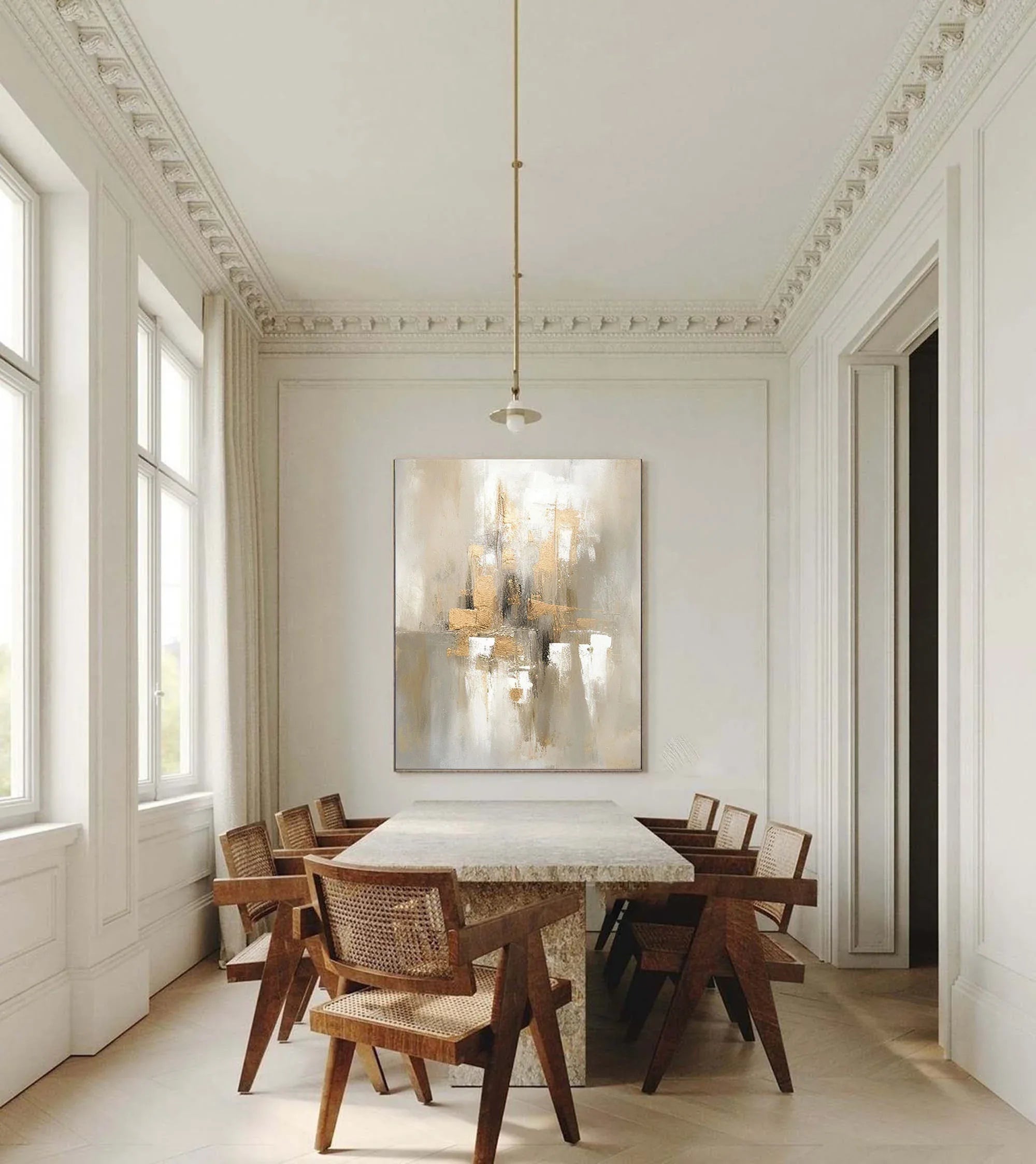 Golden Glow-Hand Drawn Three-Dimensional Urban Landscape Abstract Wall Art - artextured