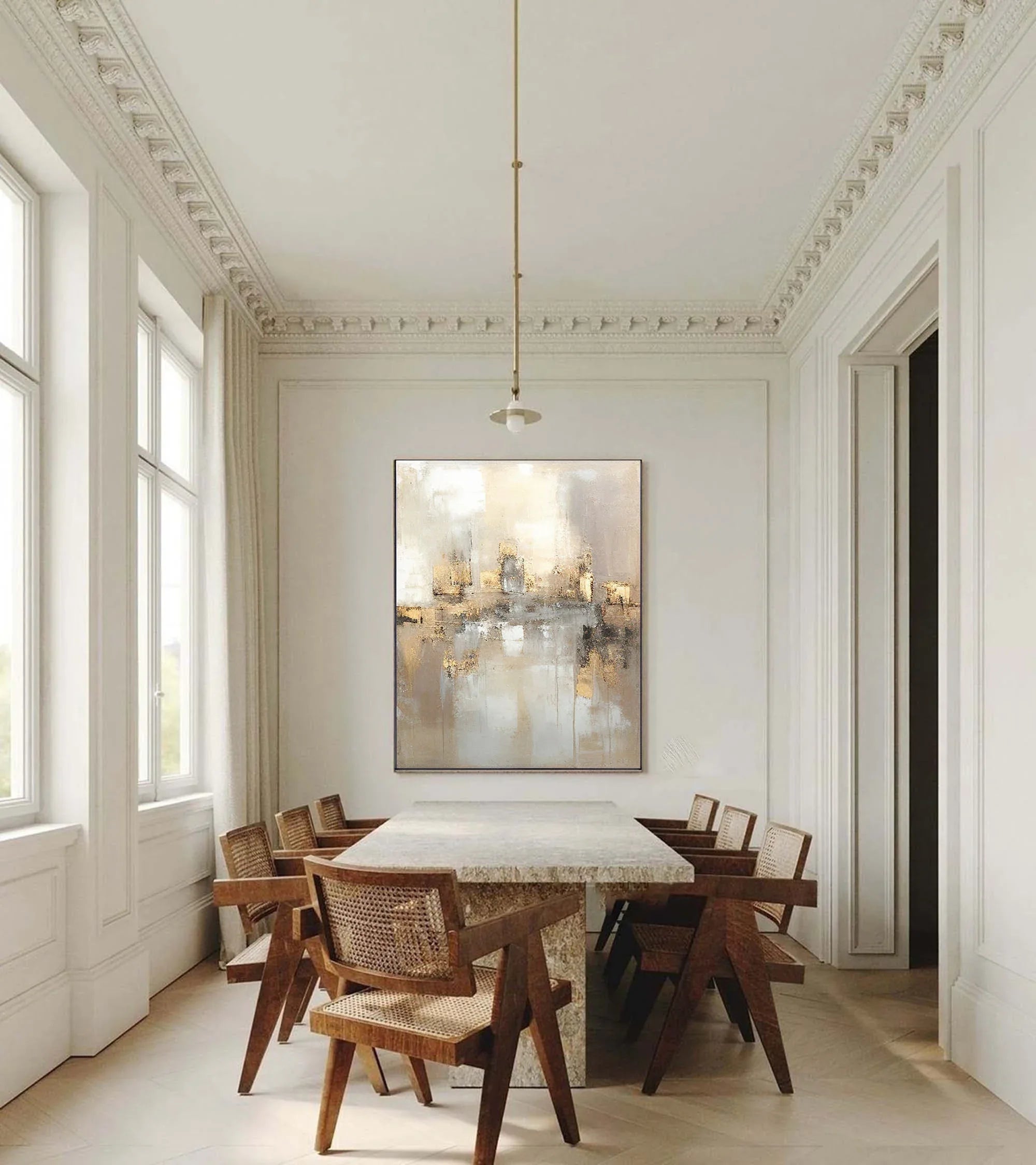 Reflections by the Lake-Hand Drawn Abstract and Peaceful Landscape Texture Oil Painting Wall Art - artextured