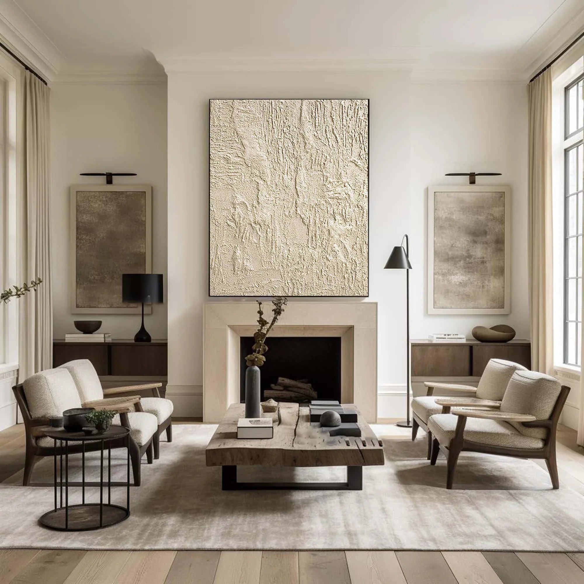 Beige Pulse-Abstract Textured Canvas Wall Art with Organic Patterns - artextured