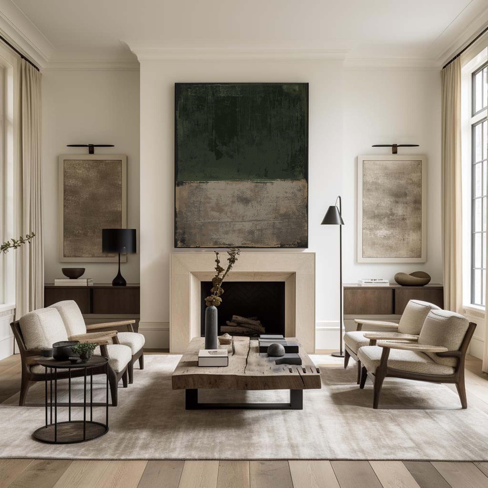 Echoes of Earth: Textured Abstract Minimalist Canvas