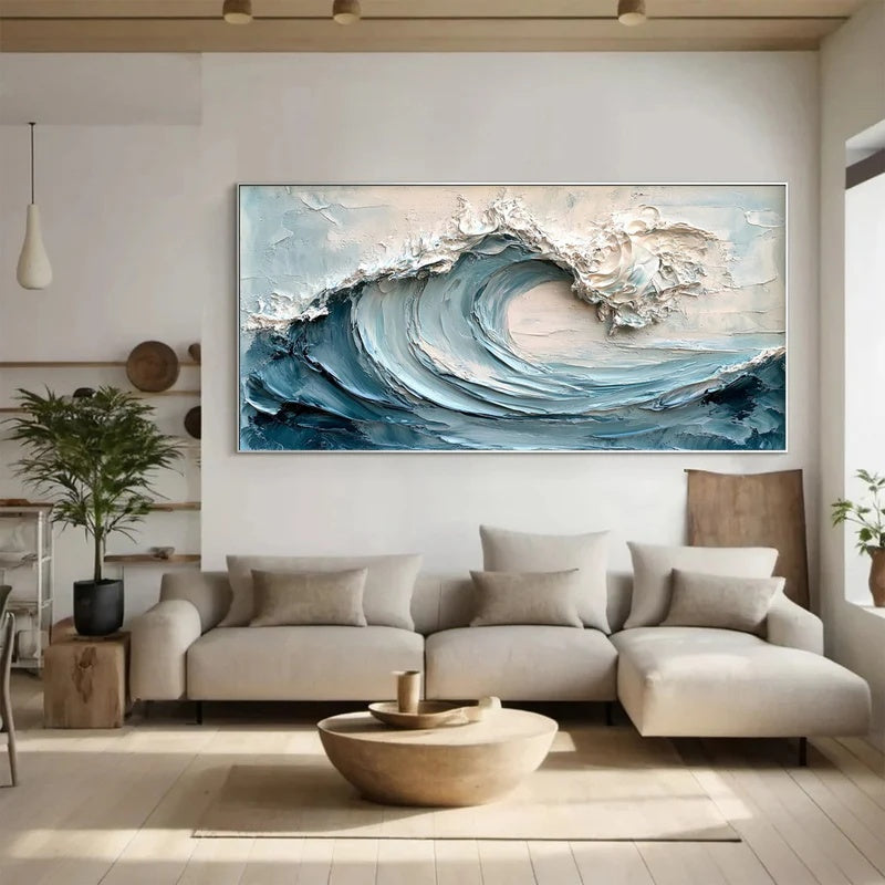 Large Textured Abstract Wall Art for Modern Interiors – Tide in Suspension#AB14119