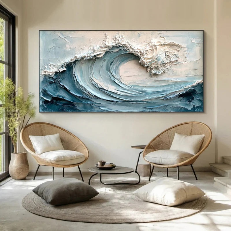 Large Textured Abstract Wall Art for Modern Interiors – Tide in Suspension#AB14119
