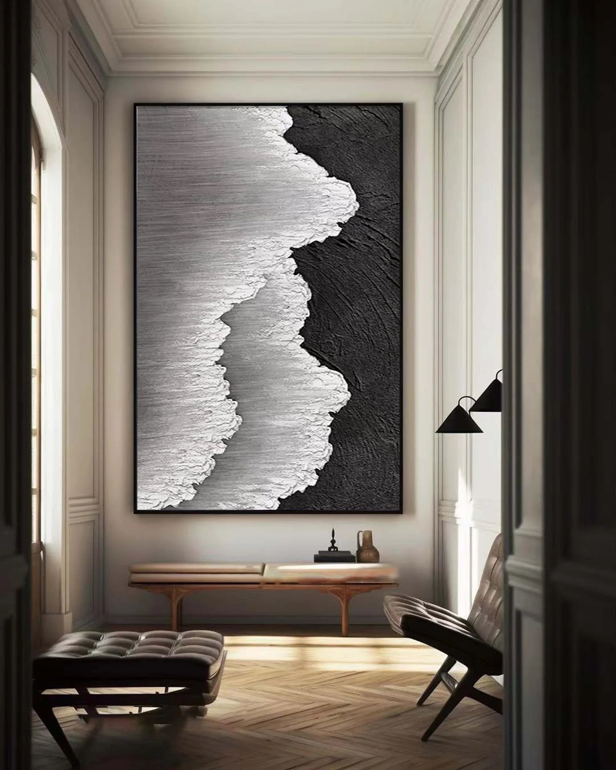Dual Tide-Abstract Textured Ocean Wave Canvas Art - artextured