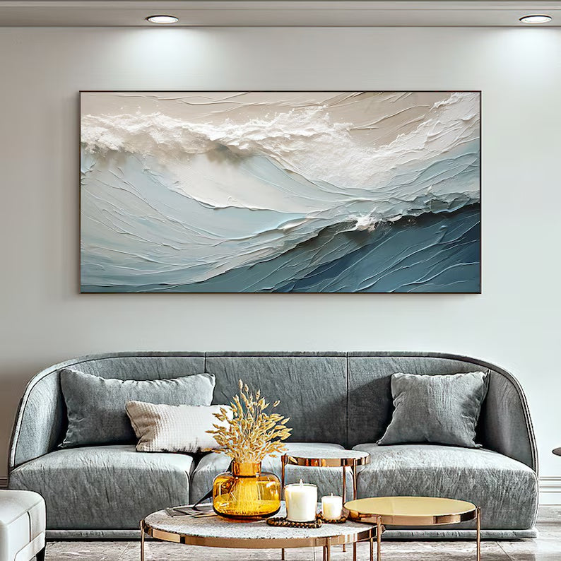 Calm Tide – 3D Sea Wave And Spray Texture Wall Art#AB14014