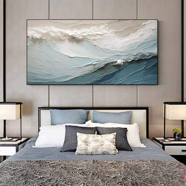 Calm Tide – 3D Sea Wave And Spray Texture Wall Art#AB14014