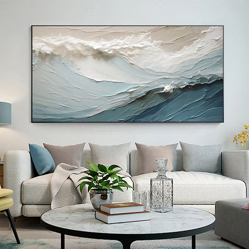 Calm Tide – 3D Sea Wave And Spray Texture Wall Art#AB14014