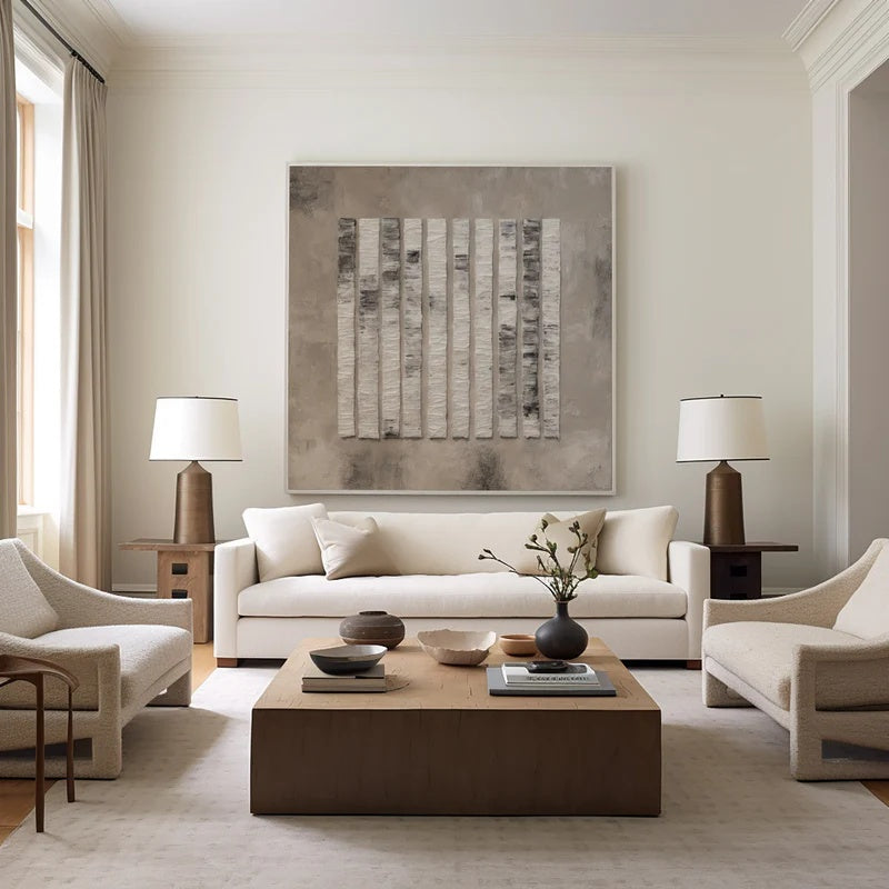 Minimalist Textured Abstract Wall Art for Modern Interiors – Vertical Rhythm#AB14120