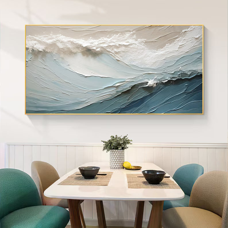 Calm Tide – 3D Sea Wave And Spray Texture Wall Art#AB14014