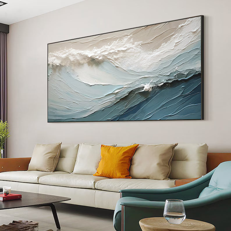Calm Tide – 3D Sea Wave And Spray Texture Wall Art#AB14014