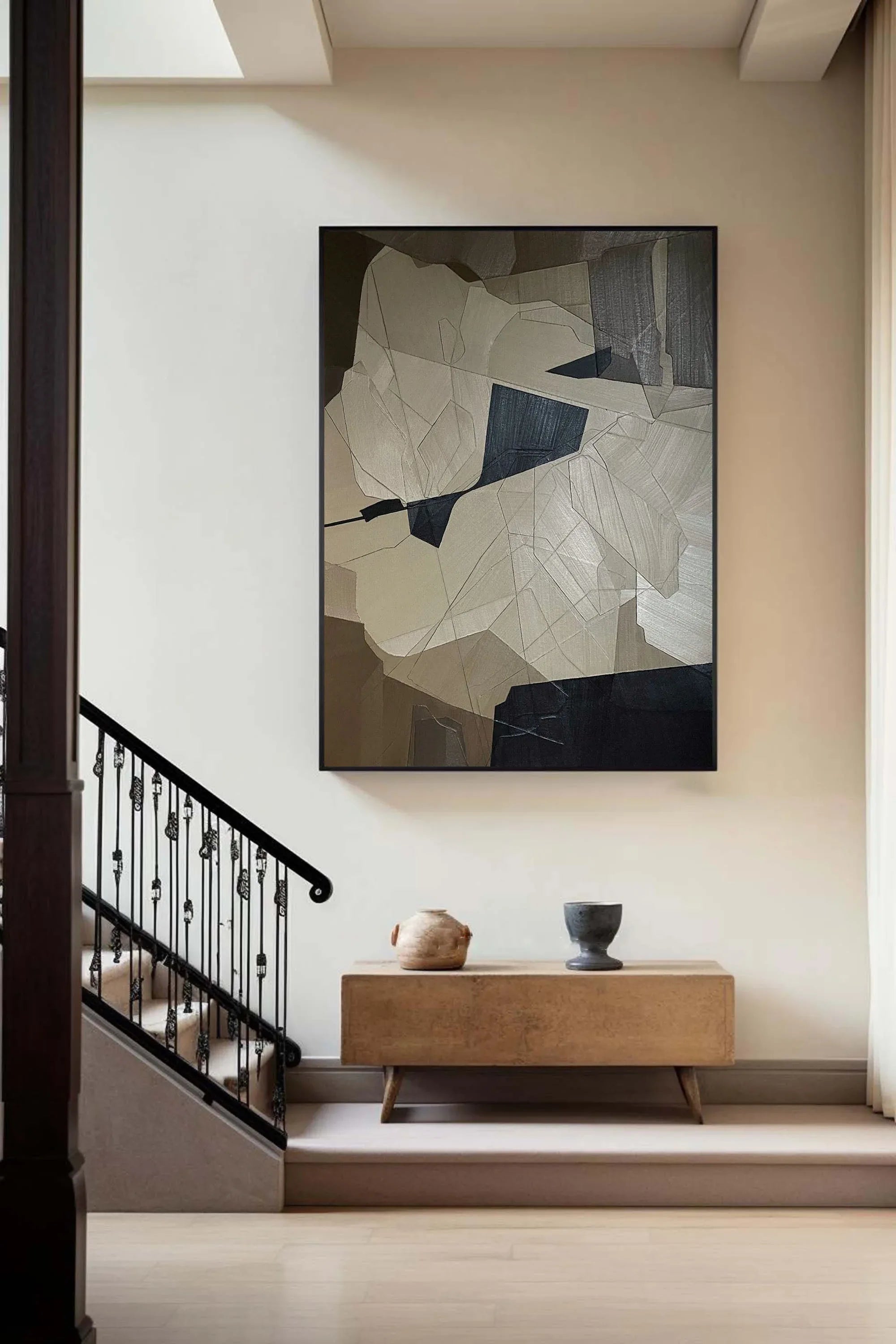 Fragmented Harmony-Geometric Abstract Irregular Wall Art in Modern Minimalist Home Decoration - artextured