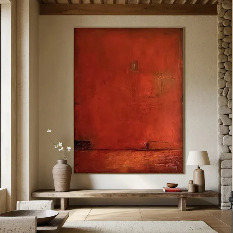 Abstract Red Canvas Wall Art – Modern Minimalist Painting#AB0519055