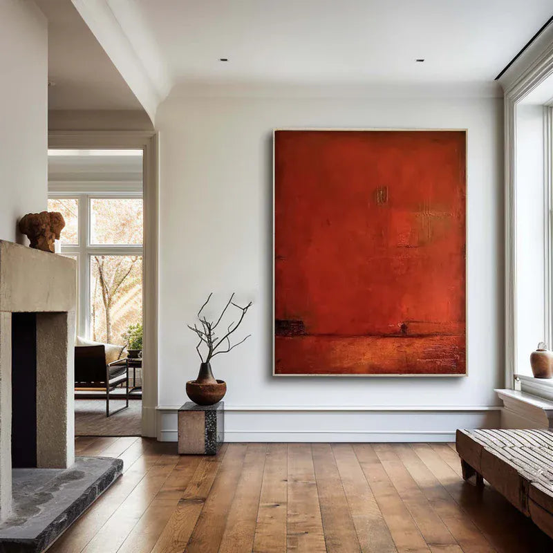 Abstract Red Canvas Wall Art – Modern Minimalist Painting#AB0519055