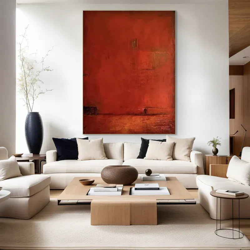 Abstract Red Canvas Wall Art – Modern Minimalist Painting#AB0519055