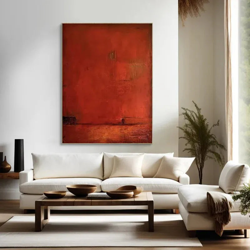 Abstract Red Canvas Wall Art – Modern Minimalist Painting#AB0519055