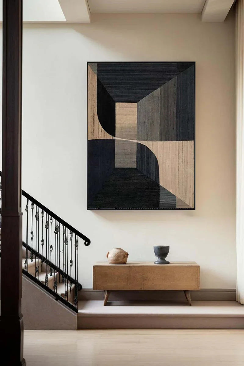 Geometric Tranquility-Geometric Space Abstract Wall Art with Extremely Simple Style - artextured