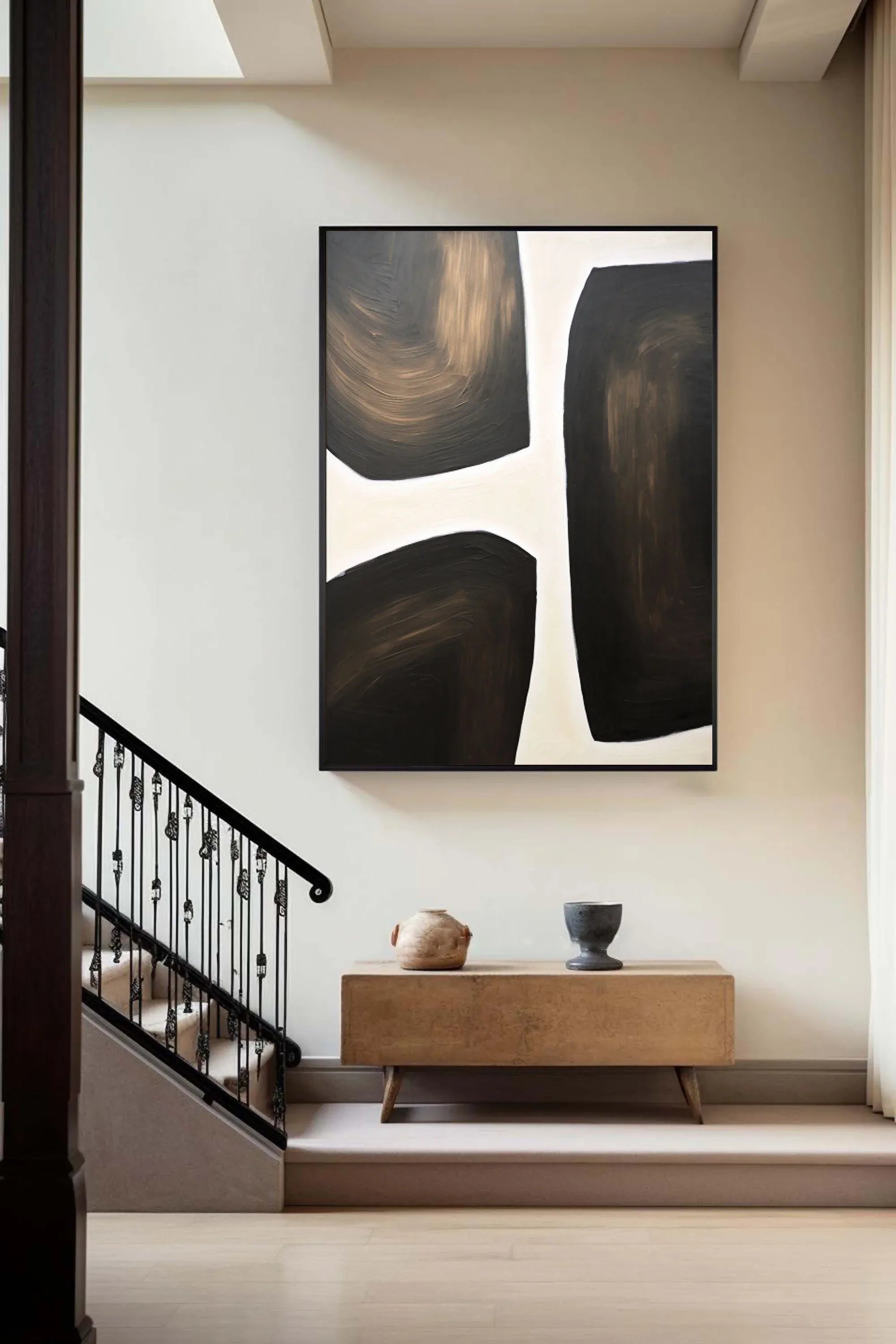 Abstract Harmony Wall Art-Modern Hand-Painted Geometric Wabi-Sabi Abstract Oil Painting - artextured