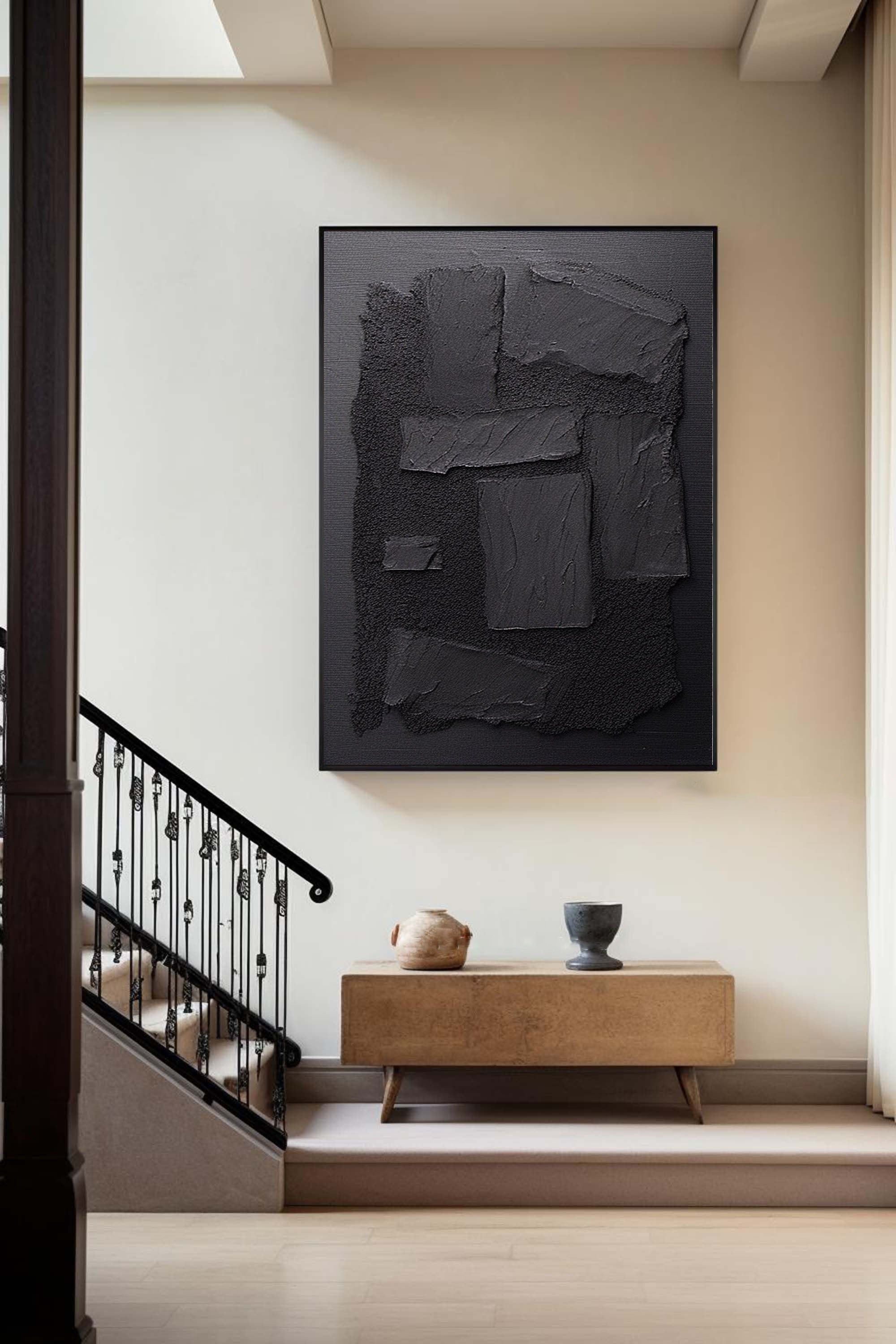 Shadow Layers: Textured Abstract Canvas Art
