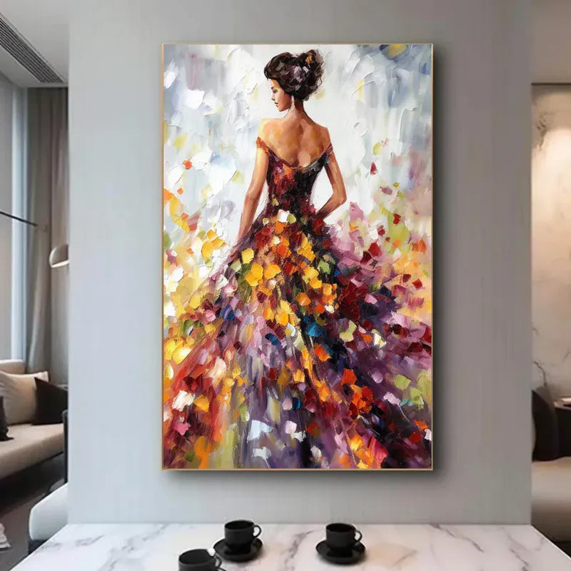 Elegant Lady – Colorful Textured Canvas Art#AB0519006