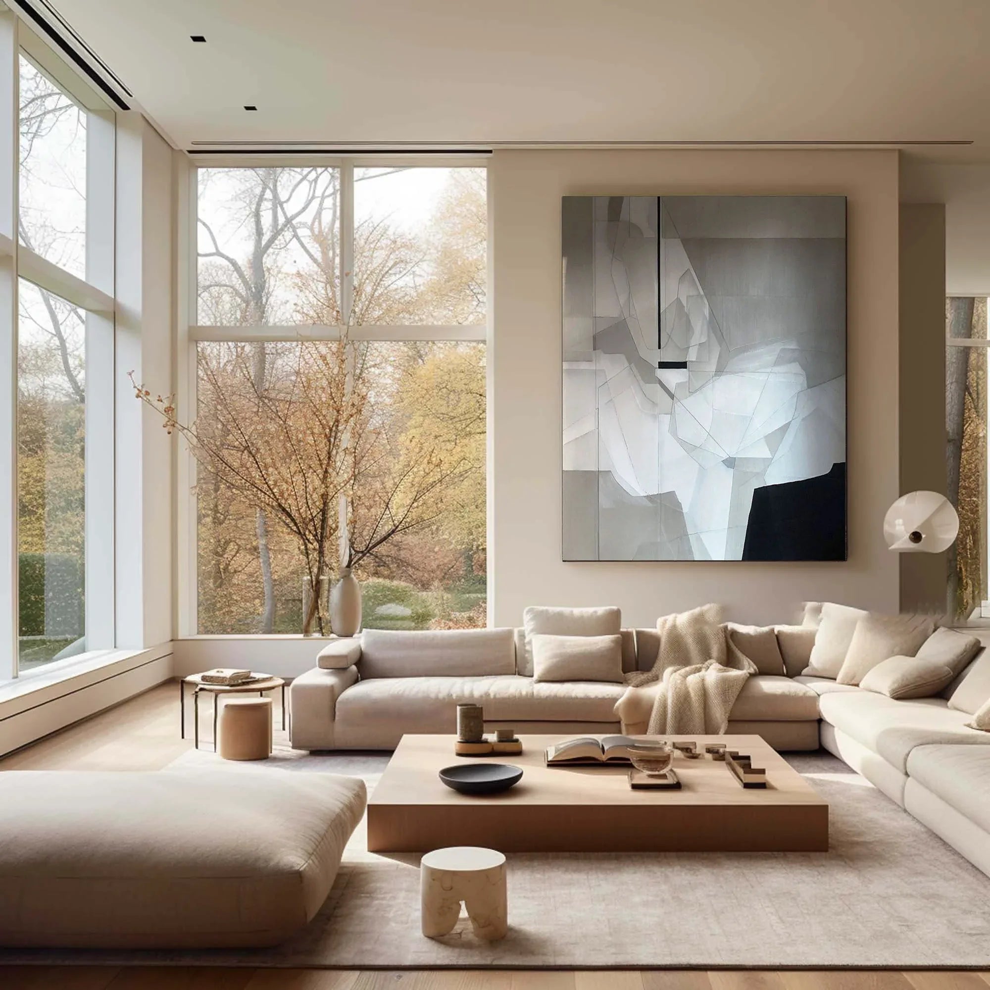 Fragmented Vision-Black, White, and Gray Geometric Deconstruction of Abstract Wall Art - artextured