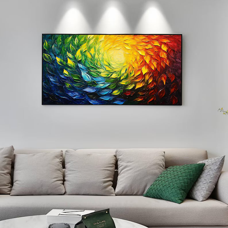 Vortex of Colors – Colorful Textured Abstract Impasto Wall Art#AB14020