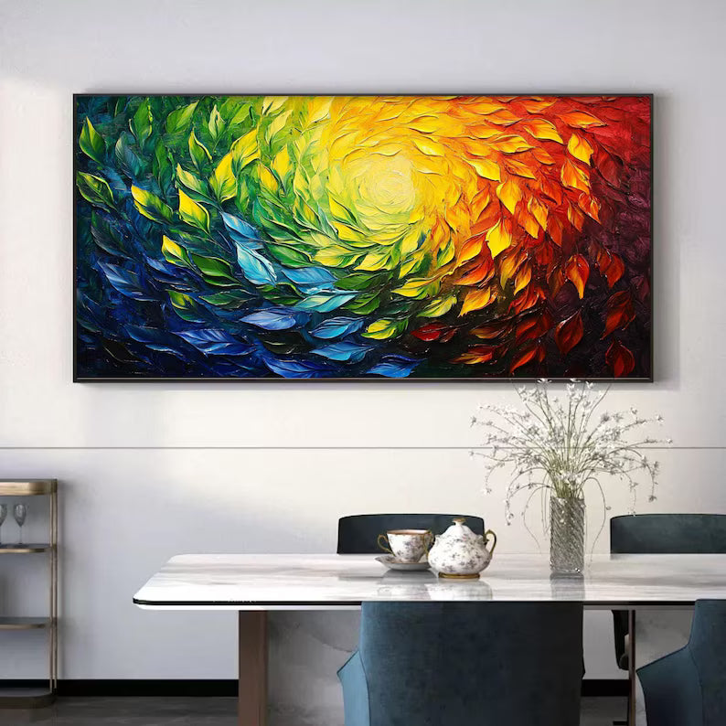 Vortex of Colors – Colorful Textured Abstract Impasto Wall Art#AB14020