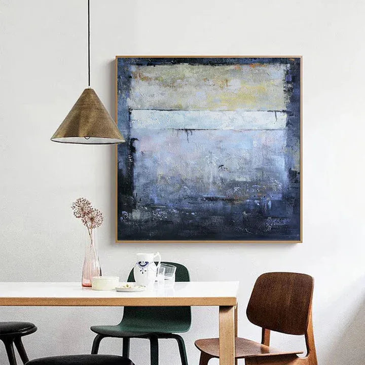 Indigo Whisper-Hand-Painted Blue and Gray Deep Sea Tranquil Abstract Wall Art - artextured