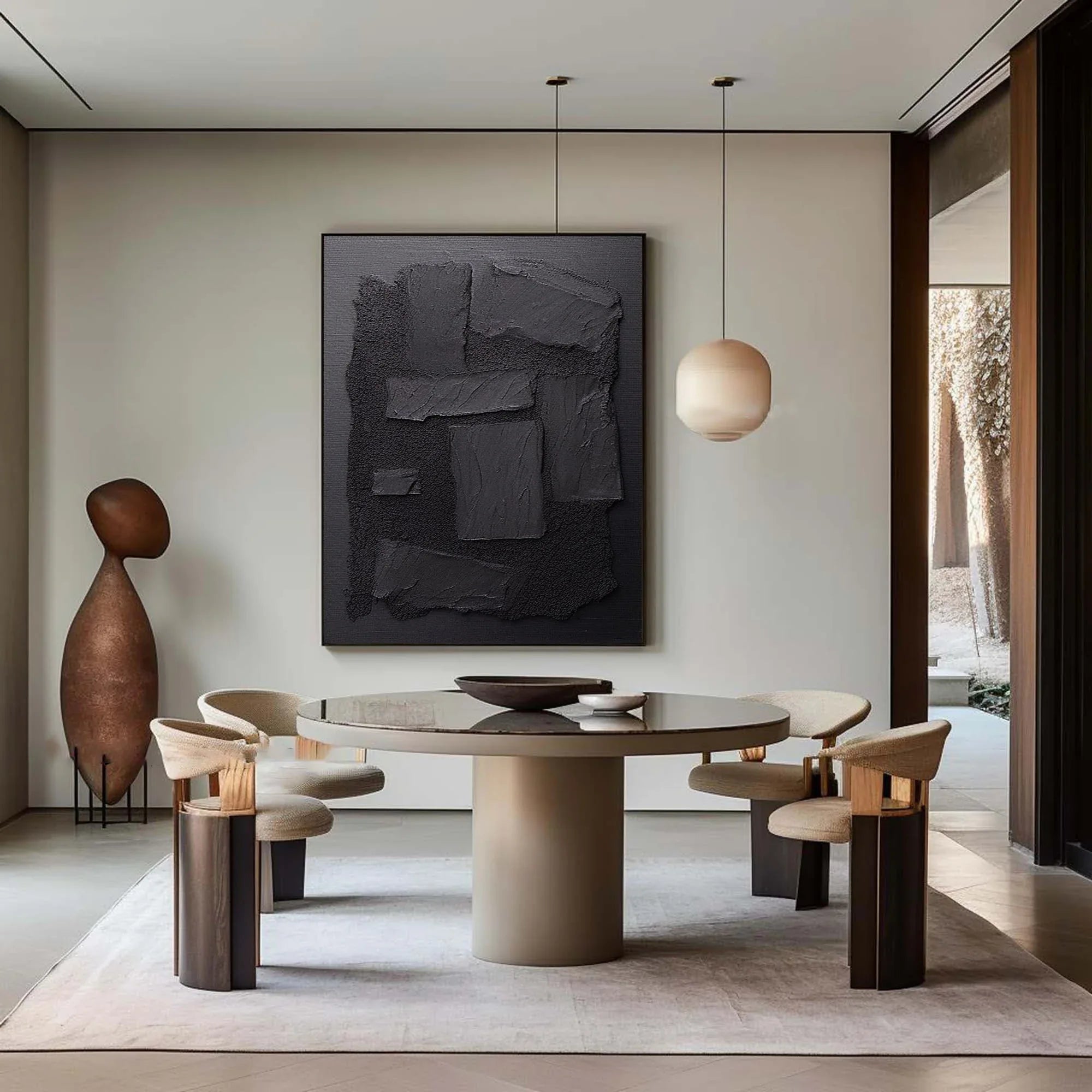 Shadow Layers-Minimalist Hand Drawn Thick Coated Abstract Texture Wall Art - artextured