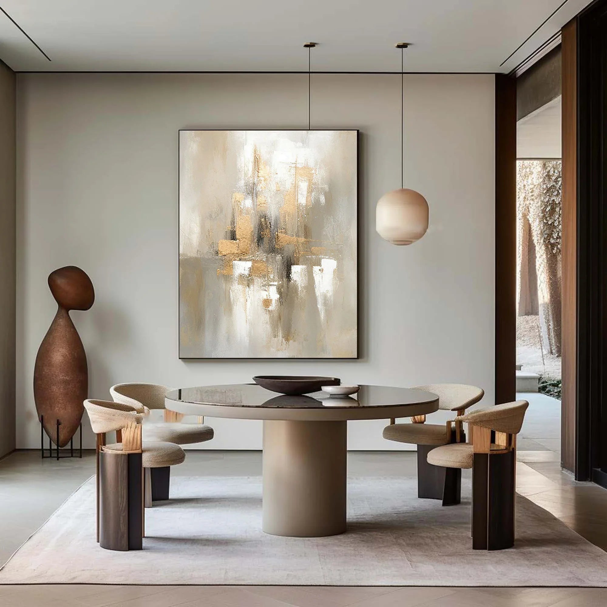 Golden Glow-Hand Drawn Three-Dimensional Urban Landscape Abstract Wall Art - artextured