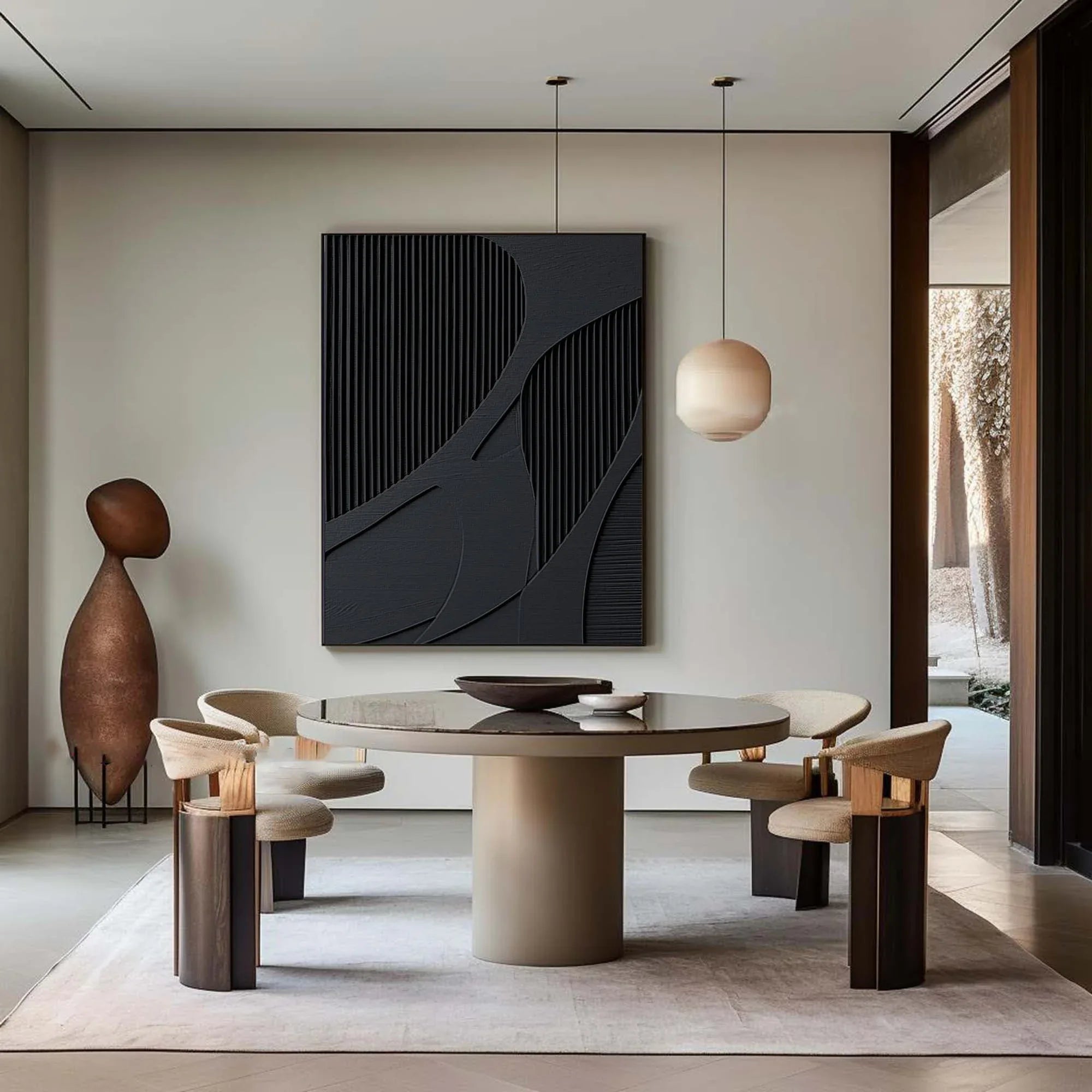 Silent Harmony-Modern hand drawn geometric wabi sabi abstract wall art - artextured