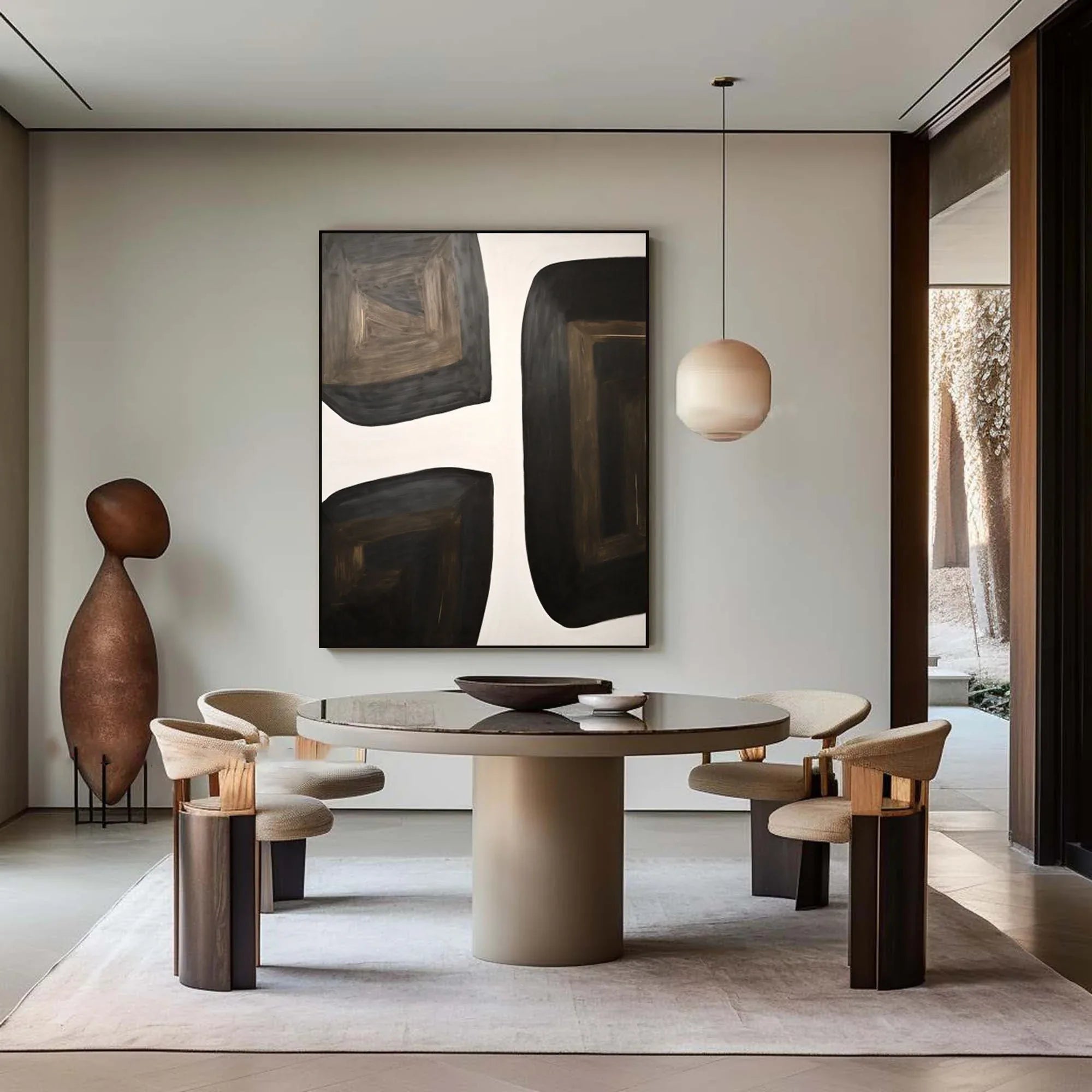 Shifting Horizons-Geometric Block Wabi Sabi Abstract Wall Art - artextured