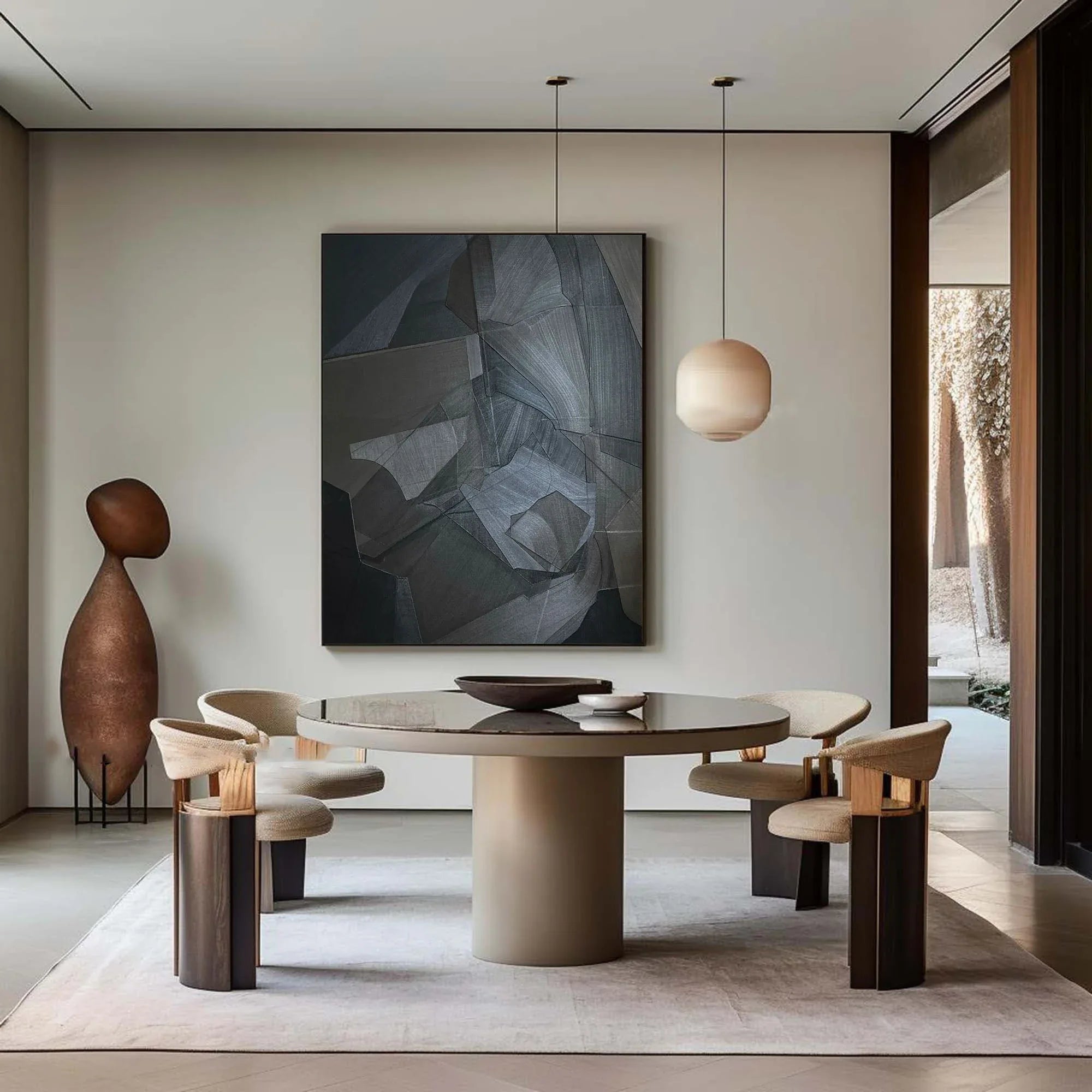 Shadow Geometry-Dark Geometric Abstract Wall Art - artextured