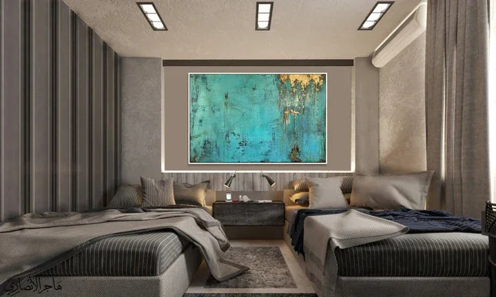 Twilight Sky-Modern Minimalist Wall Art Featuring a Blue and Gold Texture - artextured