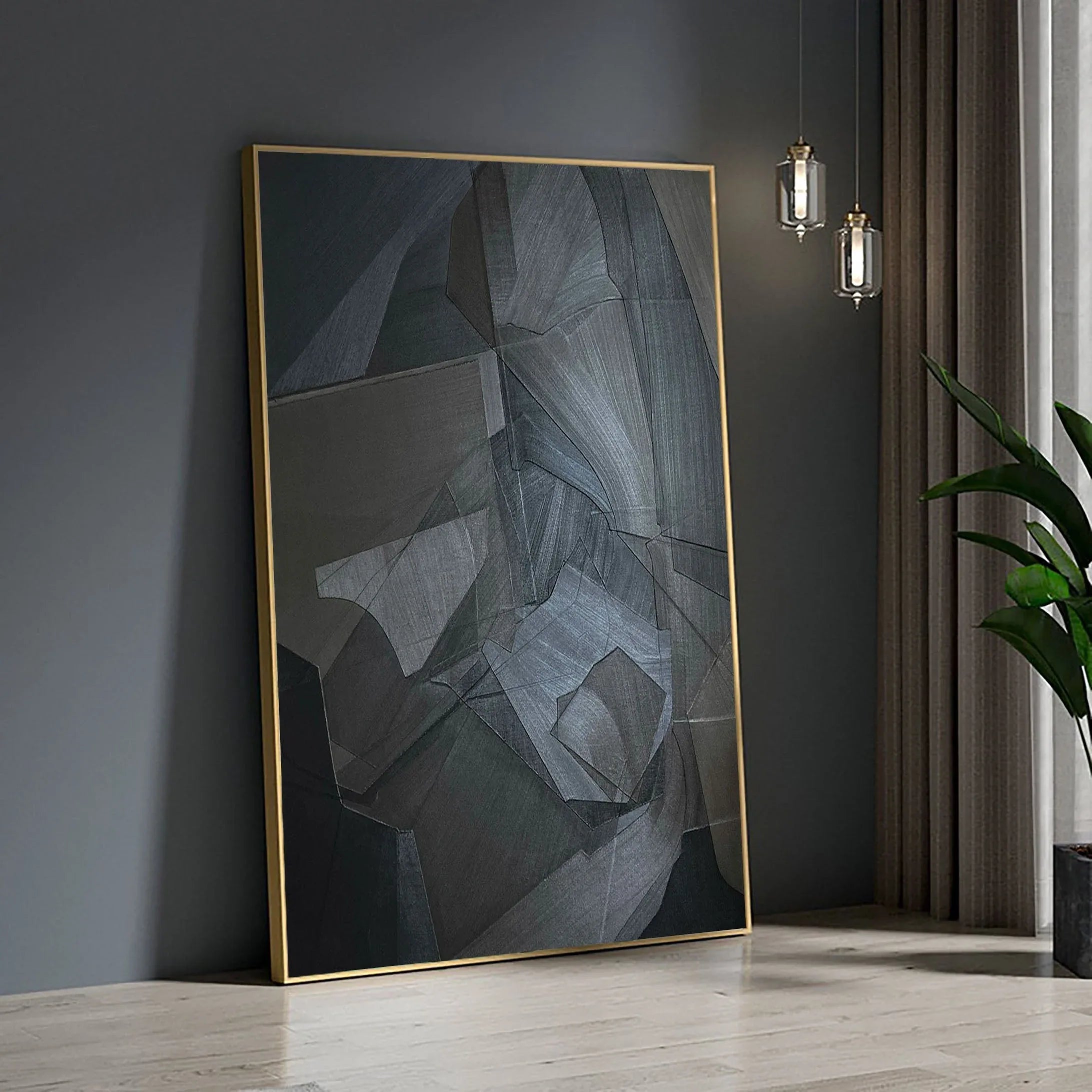Shadow Geometry-Dark Geometric Abstract Wall Art - artextured